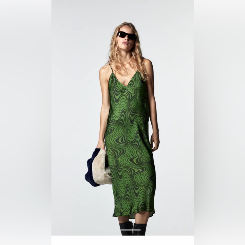 Zara retro satin midi dress Sz S